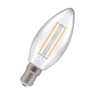 Crompton Candle LED Light Bulb B15 2.2W (25W Eqv) Cool White Clear Filament Small Bayonet
