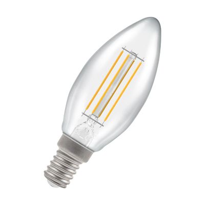 Crompton Candle LED Light Bulb E14 4.2W (40W Eqv) Cool White Clear Filament Small Screw