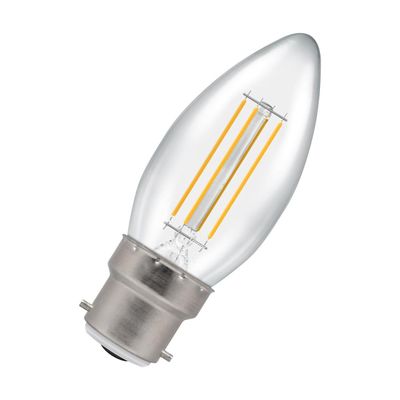 Crompton Candle LED Light Bulb B22 4.2W (40W Eqv) Cool White Clear Filament Bayonet