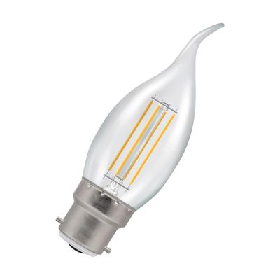 Crompton Candle LED Bent Tip Light Bulb B22 2.2W (25W Eqv) Warm White Clear Filament Bayonet Chandelier Candelabra