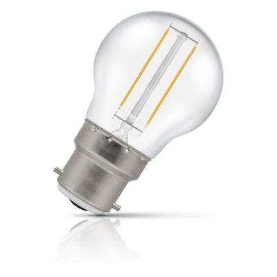 Crompton LED Golfball Light Bulb B22 2.2W (25W Eqv) Filament Warm White 2700K Round Bayonet Clear