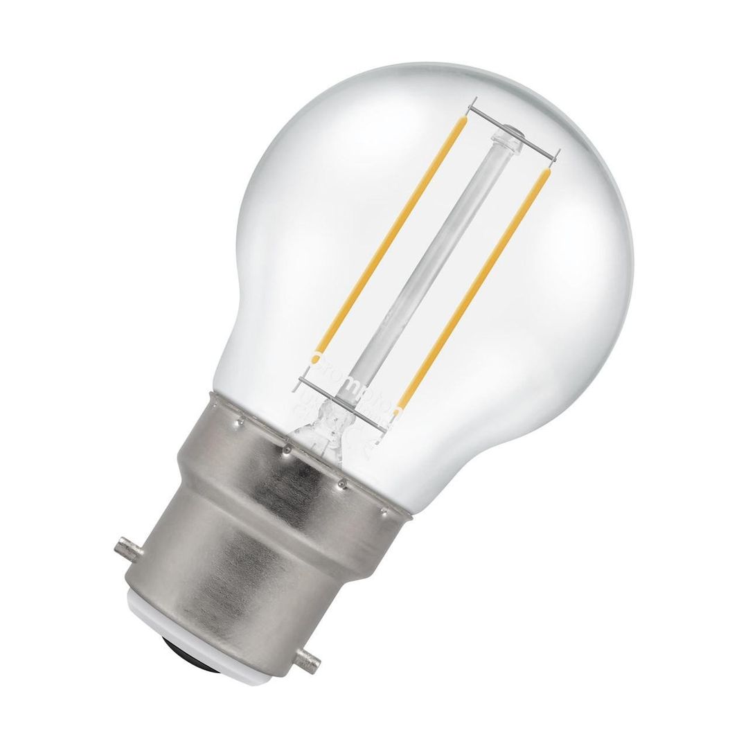 Crompton Golfball LED Light Bulb B22 2.2W (25W Eqv) Cool White Clear Filament Round Bayonet - Image 1