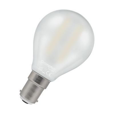 Crompton Golfball LED Light Bulb B15 2.2W (25W Eqv) Dim Warm White Pearl Filament Round Small Bayonet Frosted