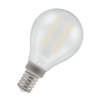 Crompton Golfball LED Light Bulb E14 2.2W (25W Eqv) Warm White Pearl Filament Round Small Screw Frosted