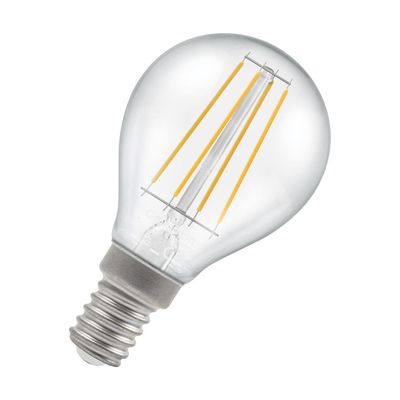 Crompton Golfball LED Light Bulb E14 4.2W (40W Eqv) Warm White Clear Filament Round Small Screw