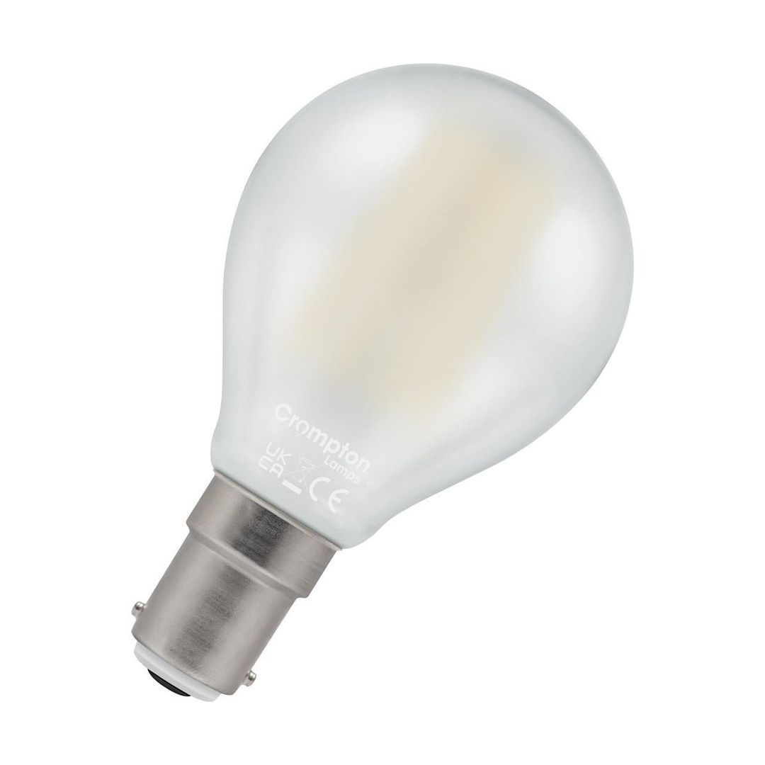 Crompton Golfball LED Light Bulb B15 4.2W (40W Eqv) Warm White Pearl Filament Round Small Bayonet Frosted - Image 1