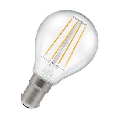 Crompton Golfball LED Light Bulb B15 5.9W (60W Eqv) Dim Warm White Clear Filament Round Small Bayonet