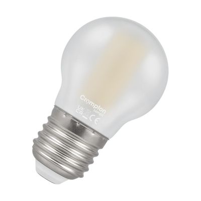Crompton Golfball LED Light Bulb E27 6.5W (60W Eqv) Warm White Pearl Filament Round Screw Frosted