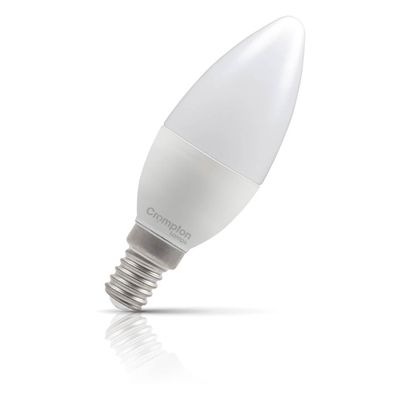 Crompton LED Candle Light Bulb E14 4.2W Dim Cool White 4000K Small Screw Thermal Plastic Opal