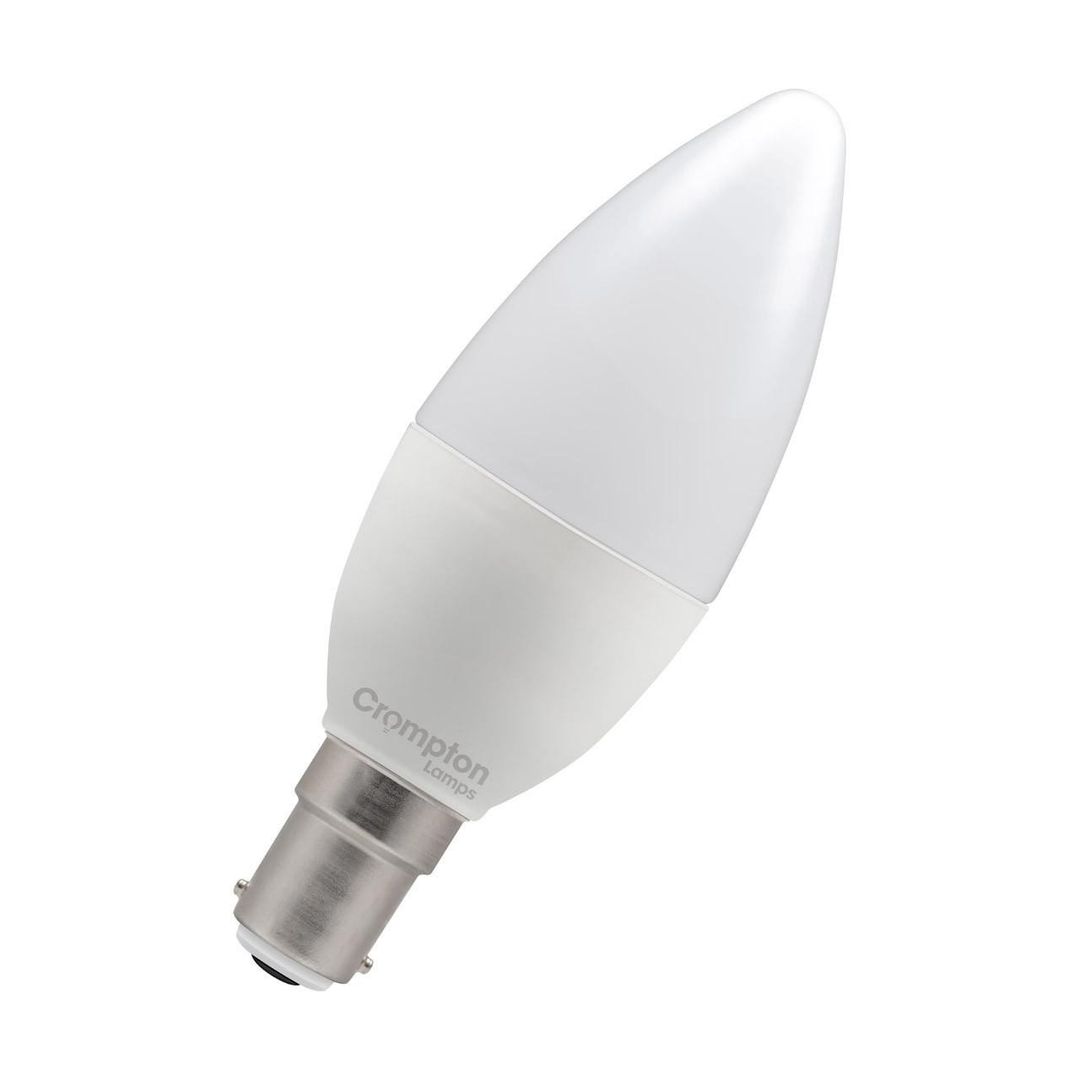 Crompton Candle LED Light Bulb B15 4.2W (40W Eqv) Cool White Opal Small Bayonet Frosted - Image 1