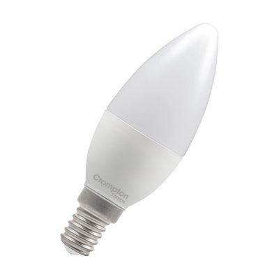 Crompton Candle LED Light Bulb E14 4.2W (40W Eqv) Daylight Opal Small Screw Thermal Plastic Frosted