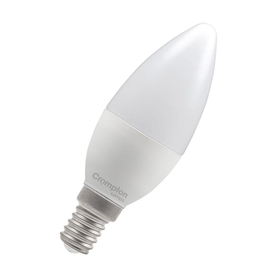 Crompton Candle LED Light Bulb E14 4.2W (40W Eqv) Dim Daylight Opal Small Screw Frosted - Image 1