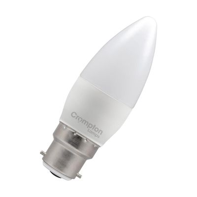 Crompton Candle LED Light Bulb B22 6.5W (60W Eqv) Dim Warm White Opal Bayonet Frosted