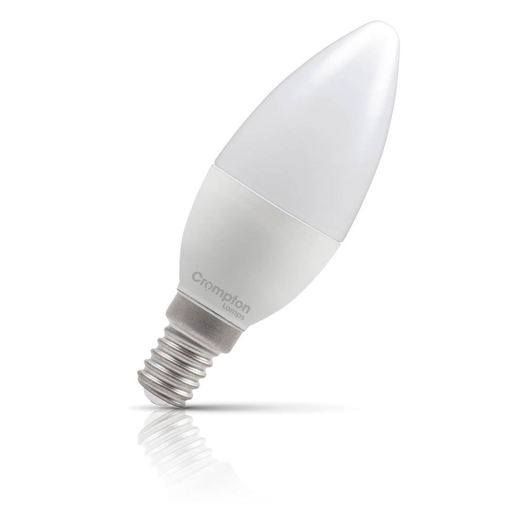 Crompton LED Candle Light Bulb E14 6.5W Dim Warm White 2700K Small Screw Thermal Plastic Opal - Image 1