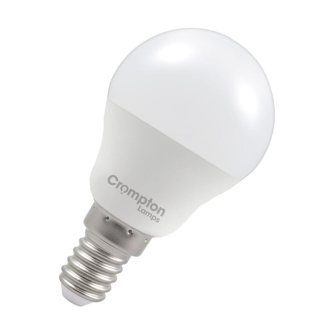 Crompton Golfball LED Light Bulb E14 4.2W (40W Eqv) Dim Cool White Opal Round Small Screw Frosted - Image 1