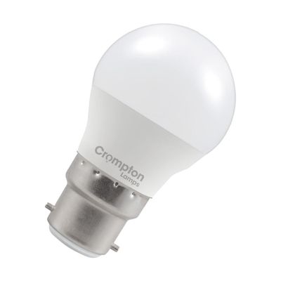 Crompton Golfball LED Light Bulb B22 6.5W (60W Eqv) Dim Cool White Opal Round Bayonet Frosted