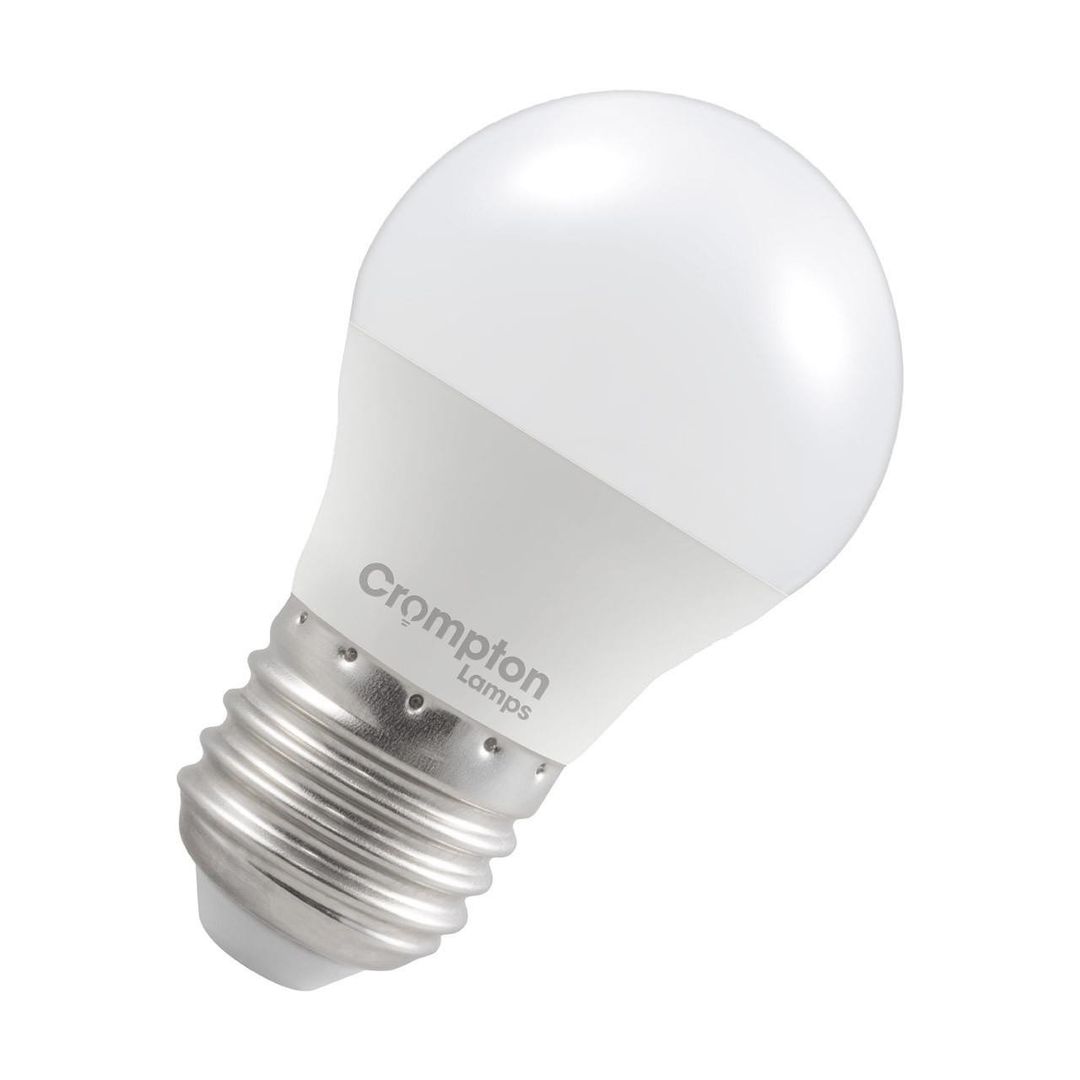 Crompton Golfball LED Light Bulb E27 6.5W (60W Eqv) Daylight Opal Round Screw Frosted - Image 1