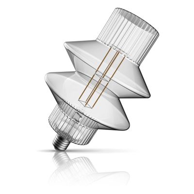 Crompton LED Lantern Light Bulb E27 4.9W 150mm Extra Warm White 1800K Art Deco Screw Filament Clear