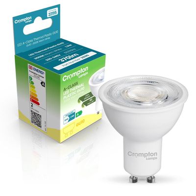 Crompton GU10 Spotlight LED Ultra-Efficient Light Bulb 1.9W (50W Eqv) Warm White A-Class Halogen Replacement A-Rated 36°