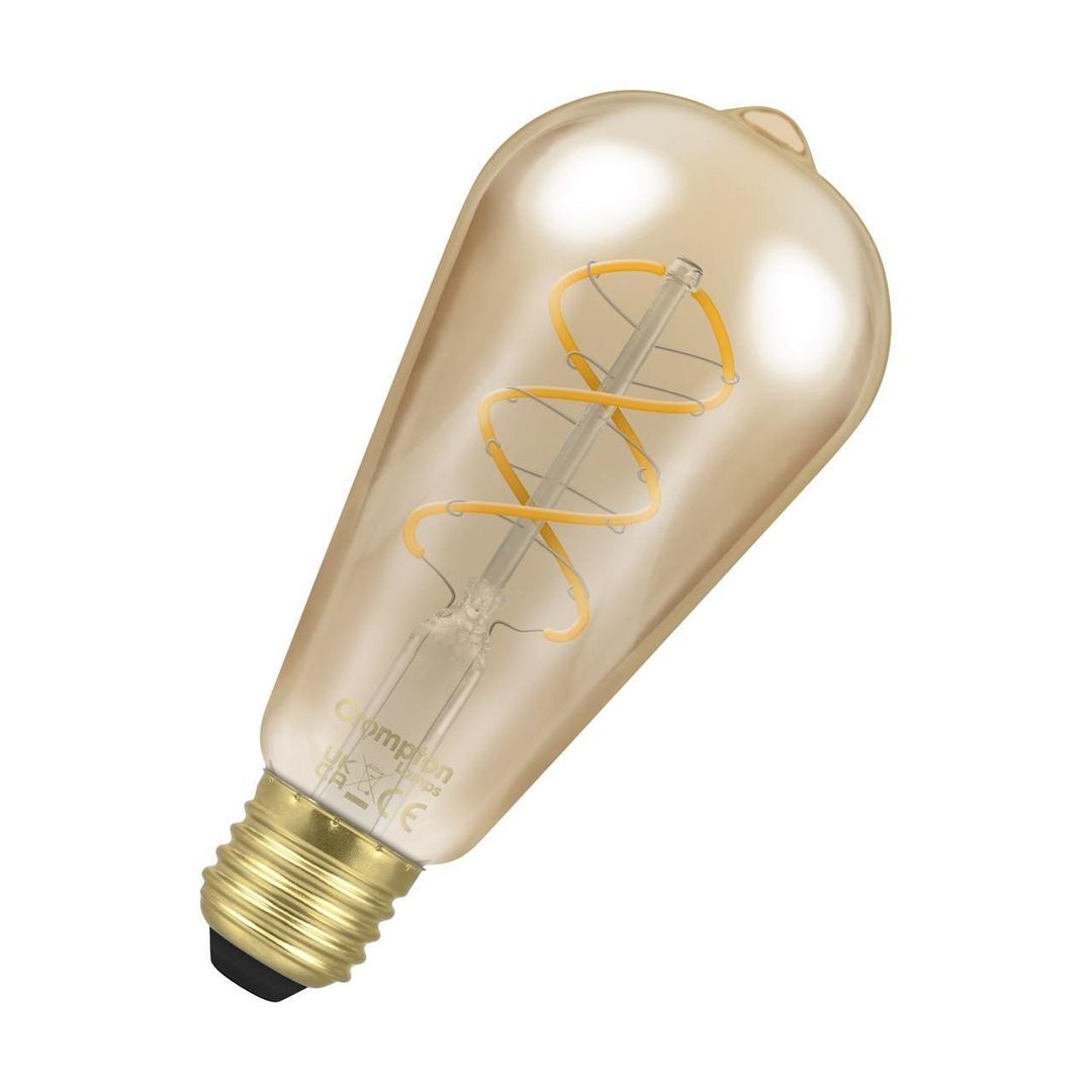 Crompton ST64 LED Light Bulb E27 4.9W (35W Eqv) Dim Extra Warm White Antique Spiral Filament Squirrel Cage Screw Vintage Edison - Image 1