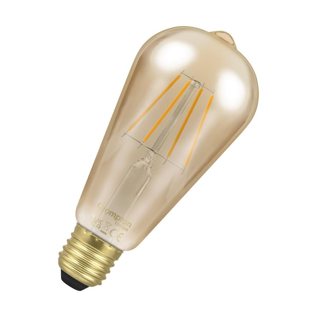 Crompton ST64 LED Squirrel Cage Light Bulb E27 4.5W (35W Eqv) Dim Extra Warm White Antique Filament Screw Vintage Edison - Image 1