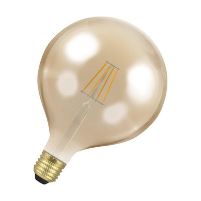 Crompton Globe LED G125 Light Bulb E27 7W (60W Eqv) Dim Extra Warm White Antique Filament Screw Vintage Large