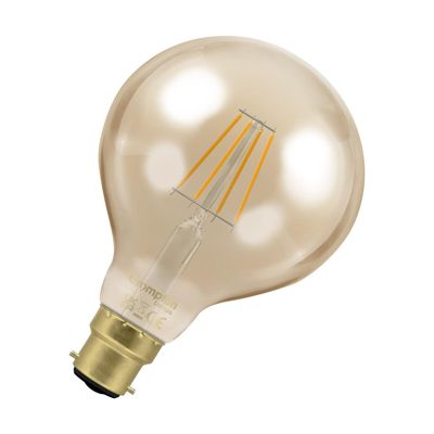 Crompton Globe LED G95 Light Bulb B22 4.5W (35W Eqv) Dim Extra Warm White Antique Filament Bayonet Vintage Gold