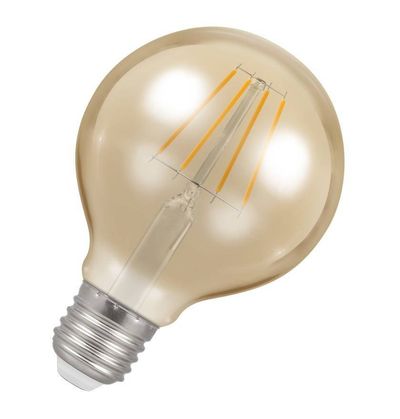 Crompton Globe LED G80 Light Bulb E27 4.5W (35W Eqv) Dim Extra Warm White Antique Filament Screw Vintage Gold