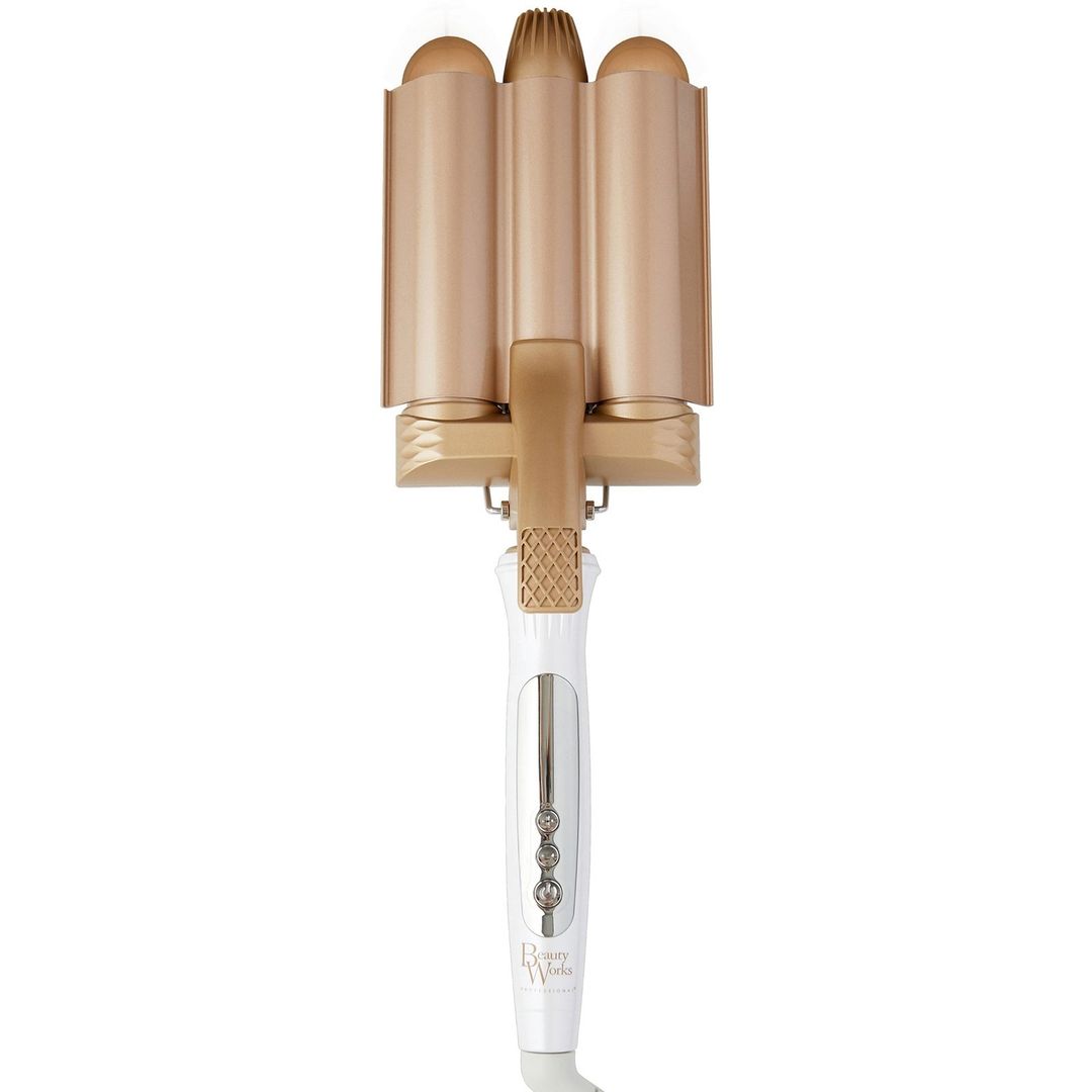 BEAUTY WORKS HC-GWAVER Jumbo Hair Waver - Gold & White, White,Gold - Image 1