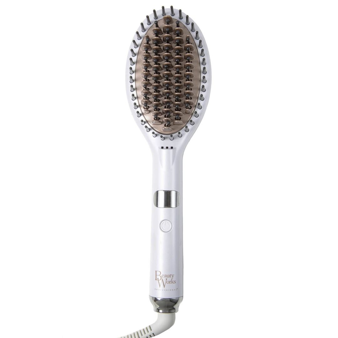 BEAUTY WORKS Speed Styler Hair Straightening Brush - White & Gold, Gold,White - Image 1