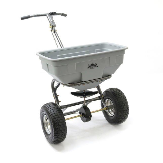 Handy THS125SALTHDUTY Stainless Steel Heavy Duty Push Feed, Grass and Salt Broadcast Spreader - Image 1
