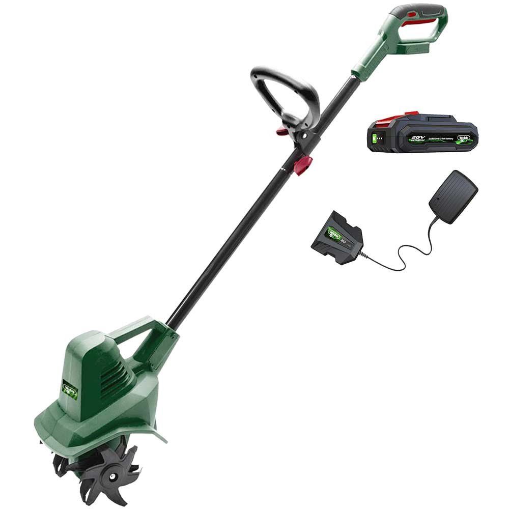 Webb Eco WEV20TILB 20v Cordless Garden Tiller 1 x 2ah Li-ion Battery Charger - Image 1
