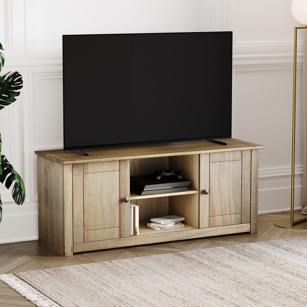 Panama 2 Door 1 Shelf Flat Screen TV Unit - Pine - Image 1
