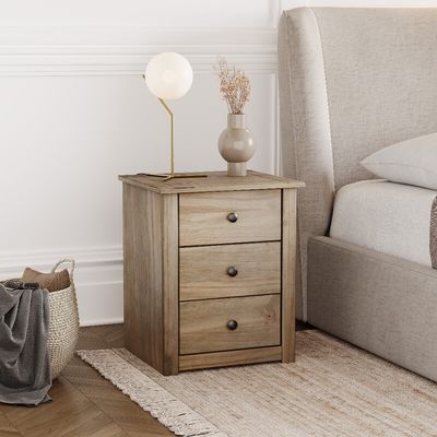 Panama 3 Drawer Bedside Table - Natural