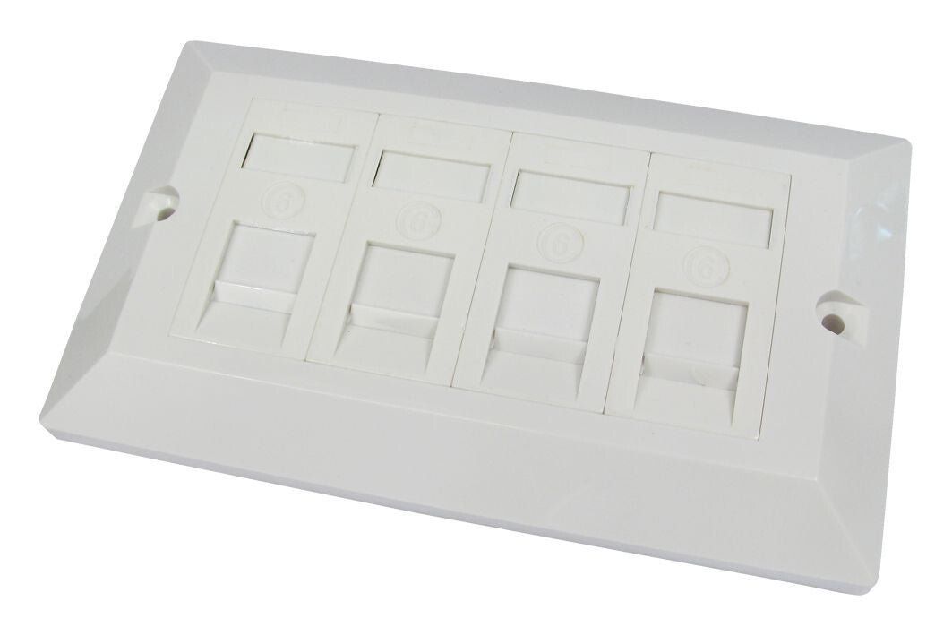 Cables Direct Dual Cat6 Faceplate 4 Port outlet box White - Image 1