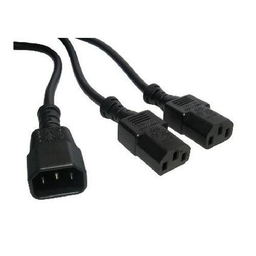 Cables Direct RB-335W power cable Black C14 coupler 2 x C13 coupler - Image 1