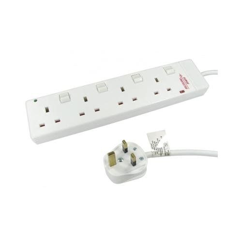 Target RB-02-4GANGSWD power extension 2 m 4 AC outlet(s) Indoor White - Image 1