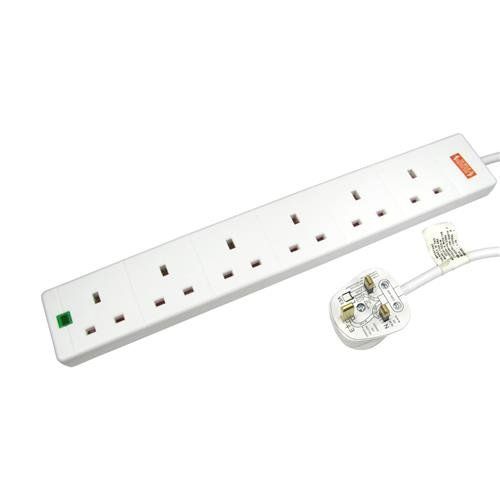 Cables Direct RB-05M06SPD surge protector White 6 AC outlet(s) 220-240 V 5 m - Image 1