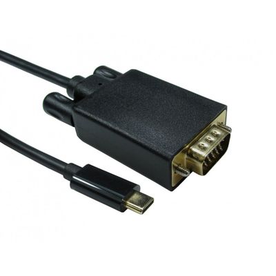 Cables Direct USB C to VGA 1080P @ 60HZ 2 m USB Type-C VGA (D-Sub) Black - Thumbnail 2