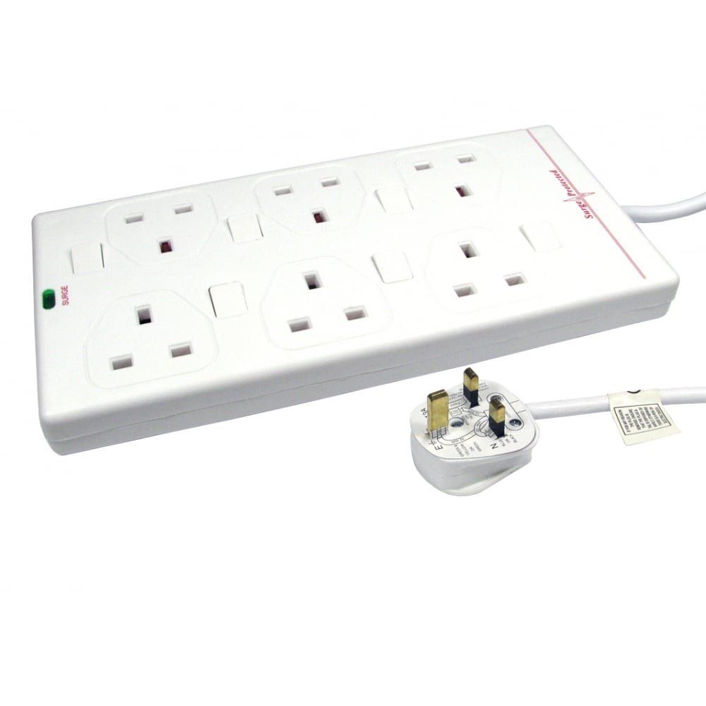 Cables Direct RB-10-6GANGSWD surge protector White 6 AC outlet(s) 10 m - Image 1