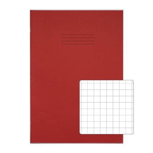 Rhino A4 Plus Exercise Book Red S10 Squared 80 Page (Pack 50) VDU080-301 - Image 1