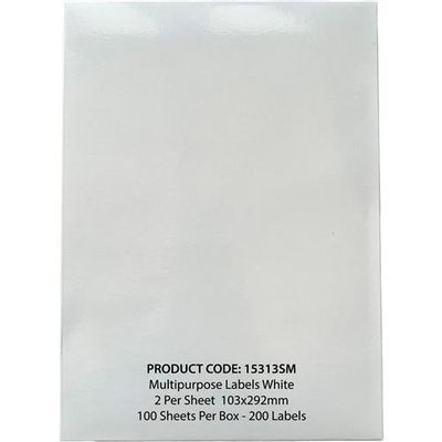 Valuex Multipurpose Label 103X292mm 2 Per A4 Sheet White (Pack 200 Labels) - 15313Sm