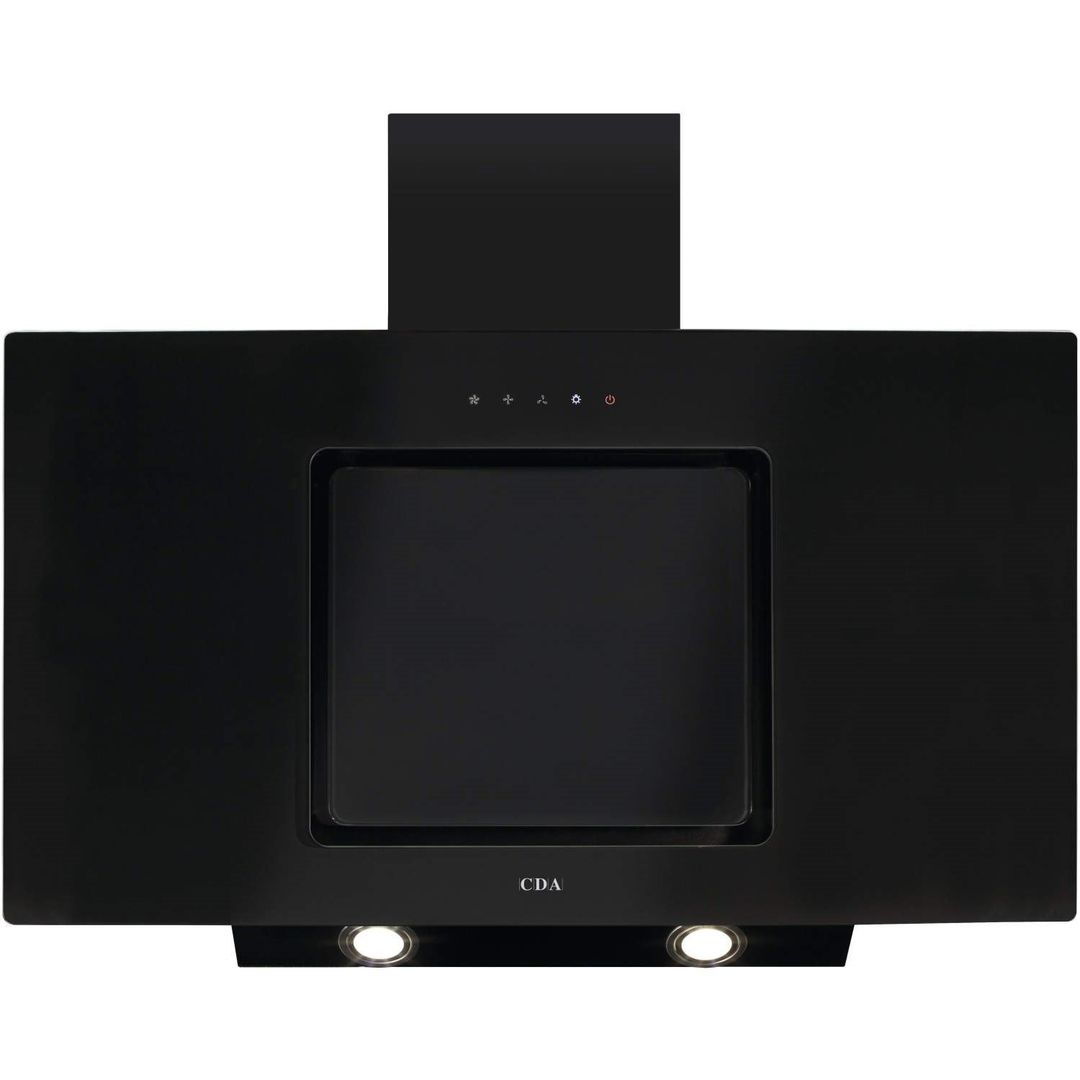 CDA EVA90BL 90cm Angled Chimney Cooker Hood with Touch Controls - Black - Image 1