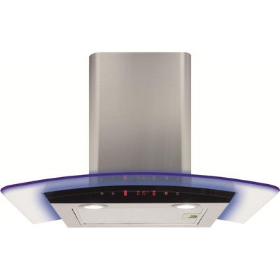CDA EKP60SS 60cm Curved Glass Chimney Hood with LED Edge Lighting - Stainless Steel