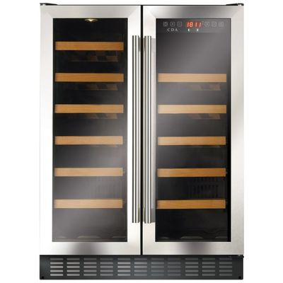 CDA Freestanding Undercounter 60cm Wine Cooler Double Door Stainless Steel - FWC624SS