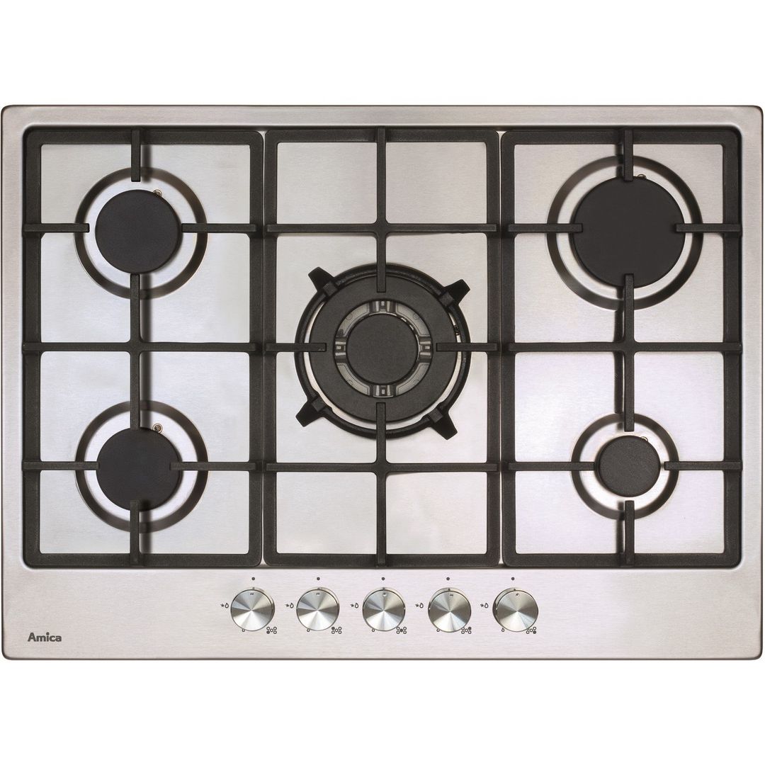 Amica AGH7100SS 68cm 5 Burner Gas Hob - Stainless Steel - Image 1