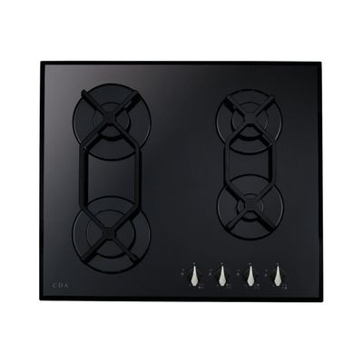 CDA HVG621BL 60cm Gas on Glass 4 Burner Gas Hob - Black
