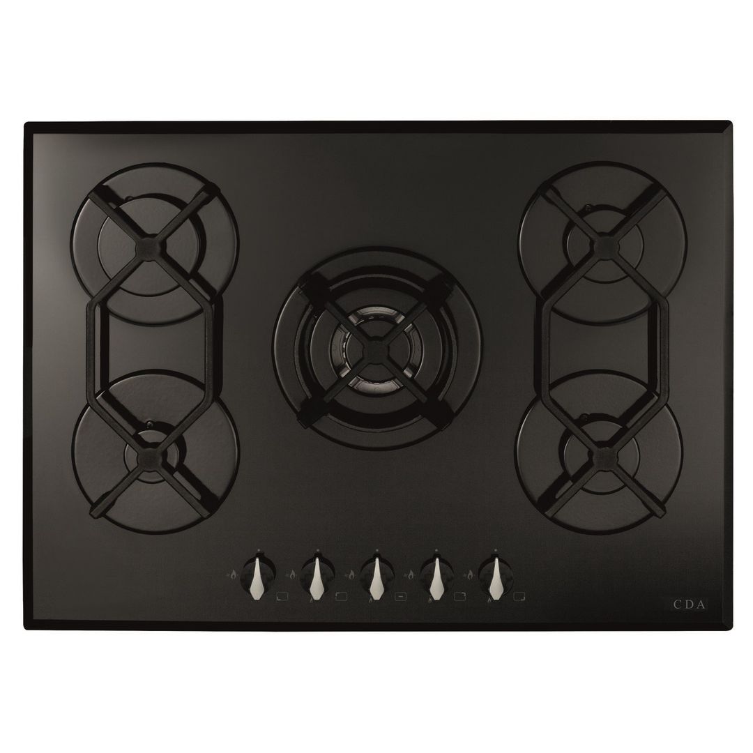 CDA HVG721BL 70cm Gas on Glass 5 Burner Gas Hob - Black - Image 1