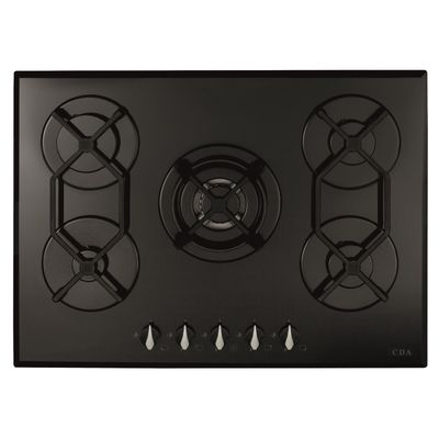 CDA HVG721BL 70cm Gas on Glass 5 Burner Gas Hob - Black