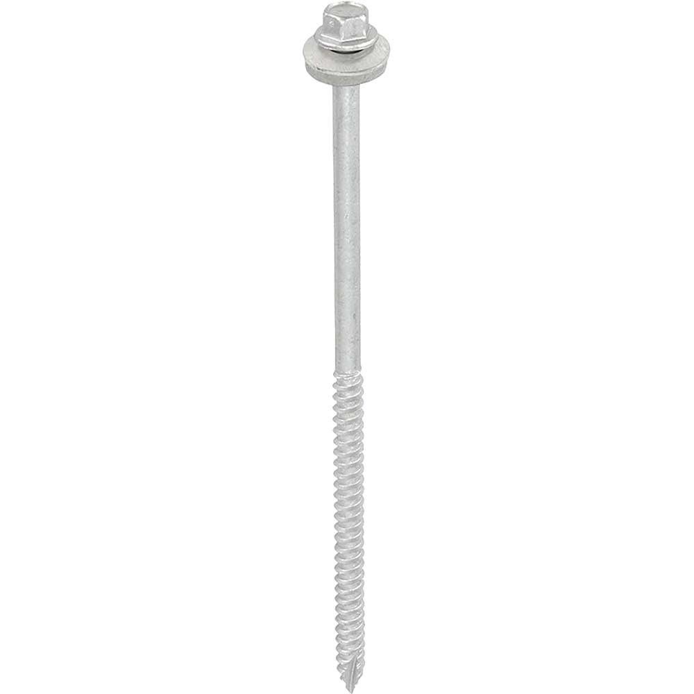 Timco DS150W16B Metal Construction Thin Sheet Metal To Timber Screws - Hex - Epdm Washer - Slash Point - Exterior - Silver Organic 6.3 X 150 Box 100 - Image 1